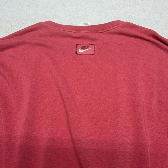 Nike Cropped Sweatshirt Big Logo Center Swoosh Fleece Pullover Red Pink Women XL - Picture 5 of 13
